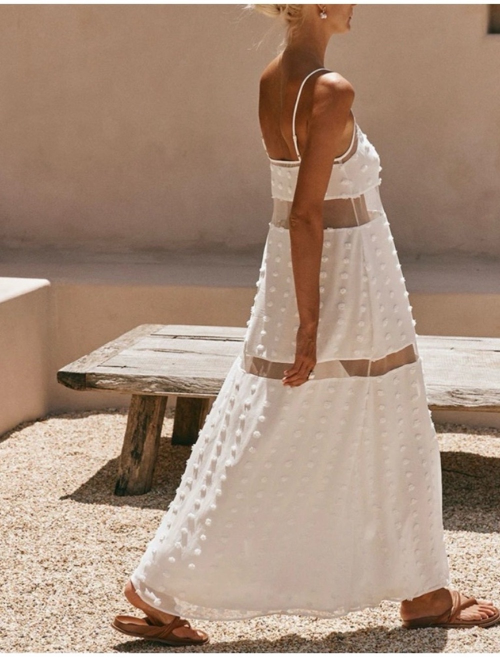 Sabo Skirt White Sheer Panel Maxi Dress - Picture 3 of 3